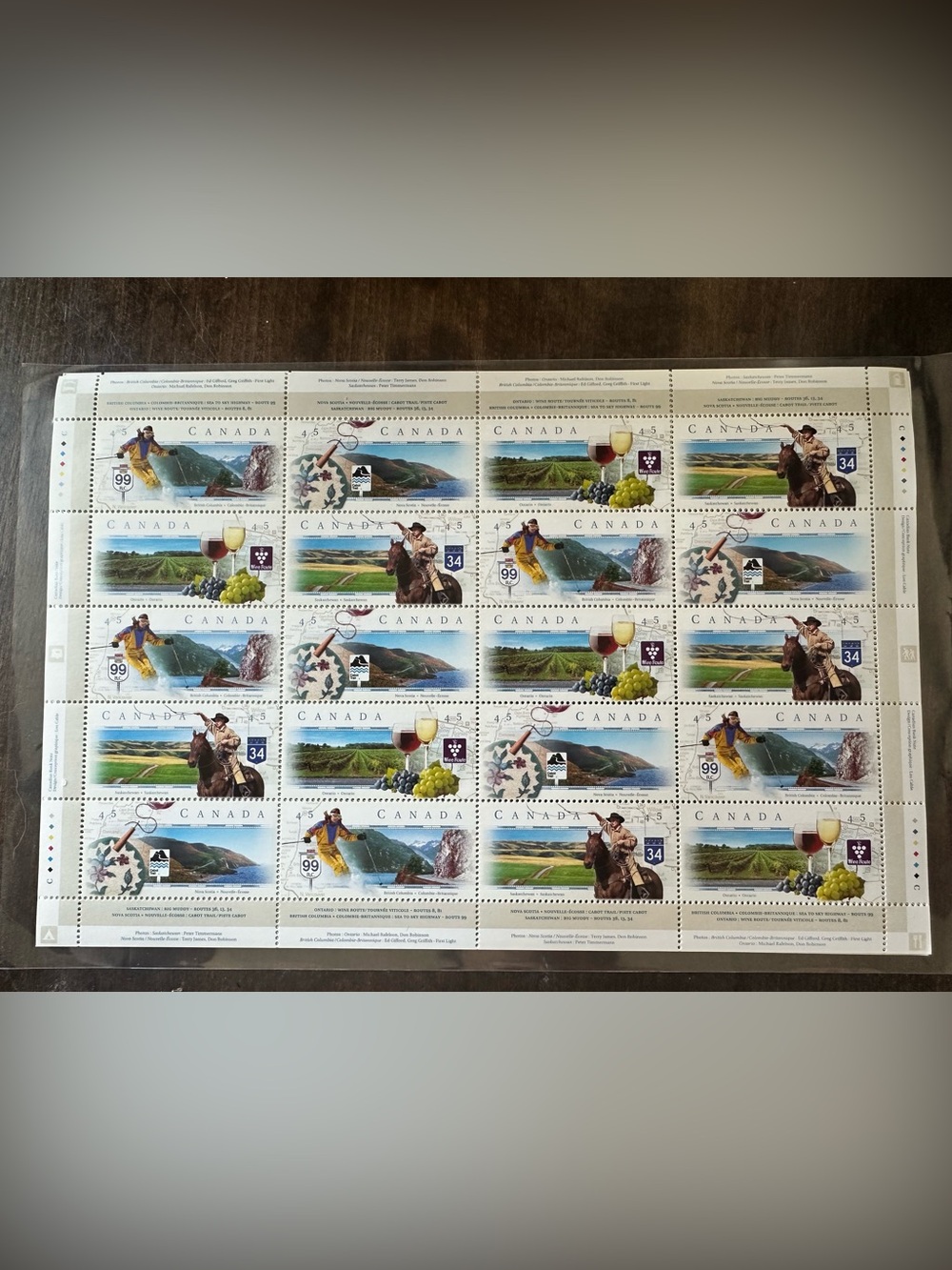 Canada stamp #1653a scenic highways - vintage 1997 sheet of 20 x 0.45 stamps